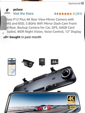 else 12" Mirror Dash Cam in Black and Silver
